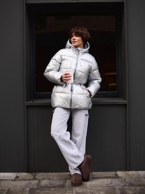 Серебристая куртка с капюшоном и кулиской 76568, фото 12