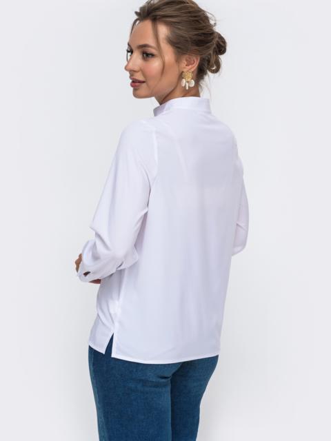 Белая блузка с воротником-стойкой 49922, фото 3