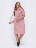 Розовое платье на флисе в стиле oversize с капюшоном 42534, фото 2