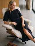Платье чёрного цвета с металлическими молниями  77117, фото 4