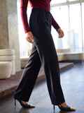 Чорні прямі штани з високою посадкою на резинці 78298, фото 3