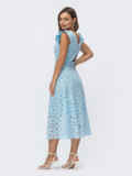 Расклешенное платье из прошвы с открытой спиной голубое 54372, фото 4