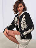 Жакет с вышивкой и подкладкой чёрный 71803, фото 1