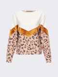 Свитшот из ангоры в animal print с V-образной вставкой бежевый 55533, фото 4