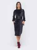 Сукня прямого крою з велюру темно-сіра 40260, фото 2