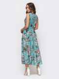 Длинное платье с принтом и расклешенной юбкой голубое 49344, фото 3