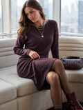 Сукня з в’язаного трикотажу з фактурним візерунком коричнева 78321, фото 2