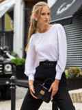 Блузка з прошви з шифоновими рукавами біла 54690, фото 2