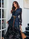 Подовжений джинсовий жилет темно-синього кольору 75853, фото 7