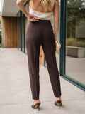 Зауженные брюки с завышенной талией коричневые 77470, фото 5
