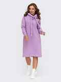 Сиреневое платье на флисе в стиле oversize с капюшоном 55485, фото 2